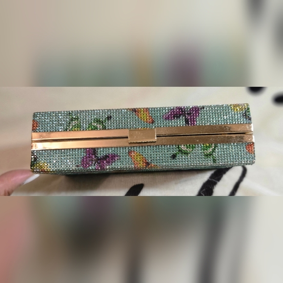 NWOT Butterfly Rhinestone Clutch (Green) - Picture 3 of 10